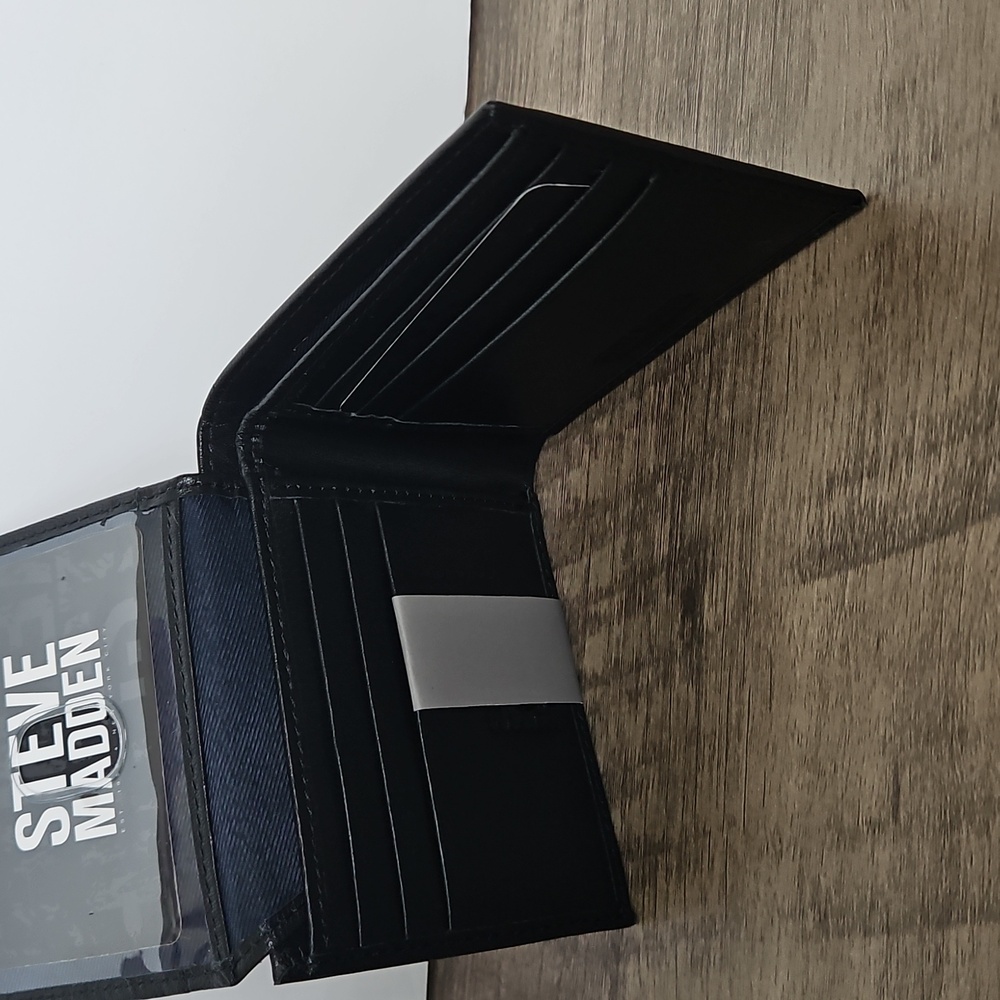 Steve Madden Charcoal GENUINE Leather Wallet RFID protrcted - Picture 3 of 6